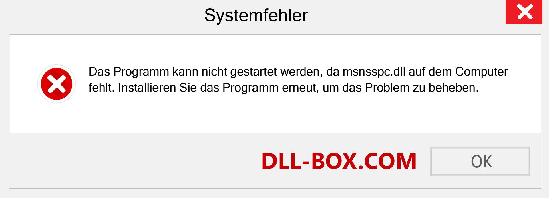 msnsspc.dll-Datei fehlt?. Download für Windows 7, 8, 10 - Fix msnsspc dll Missing Error unter Windows, Fotos, Bildern