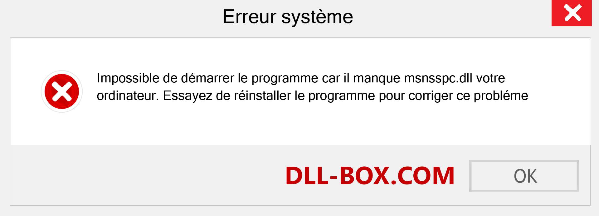 Le fichier msnsspc.dll est manquant ?. Télécharger pour Windows 7, 8, 10 - Correction de l'erreur manquante msnsspc dll sur Windows, photos, images