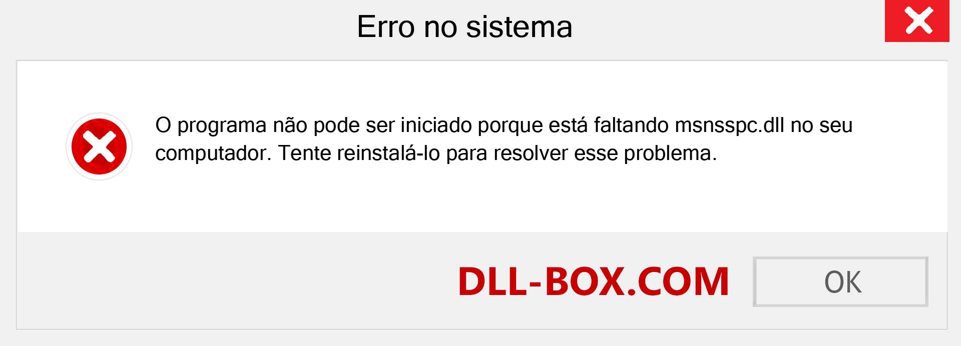 Arquivo msnsspc.dll ausente ?. Download para Windows 7, 8, 10 - Correção de erro ausente msnsspc dll no Windows, fotos, imagens